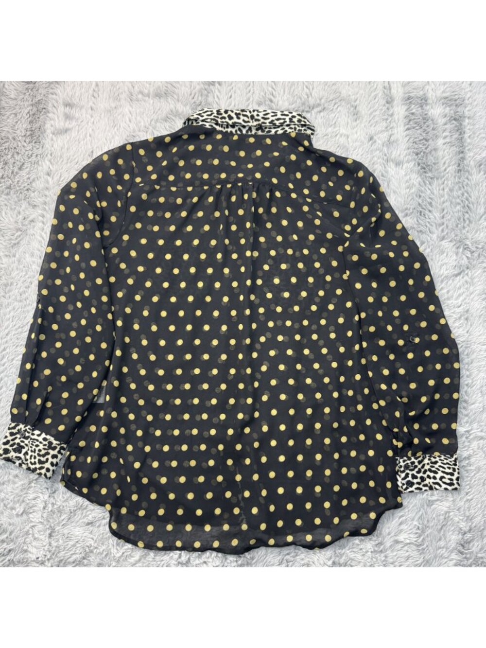 INC International Black Yellow Polka Dot Button-Up Sheer Blouse Women Size M NEW - Picture 4 of 13
